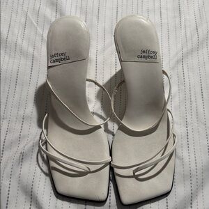 Jeffrey Campbell White Strappy Square-Toe Heels